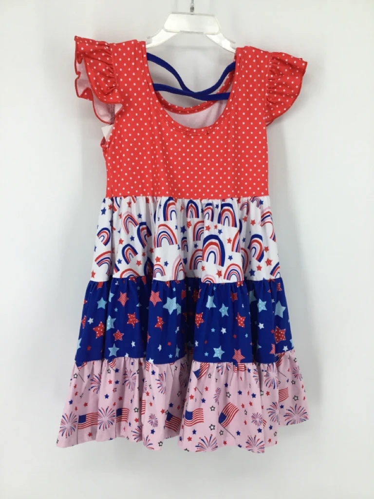 Foxtail Lilies Child Size 5 Red Stars & Stripes Dress - Image 2