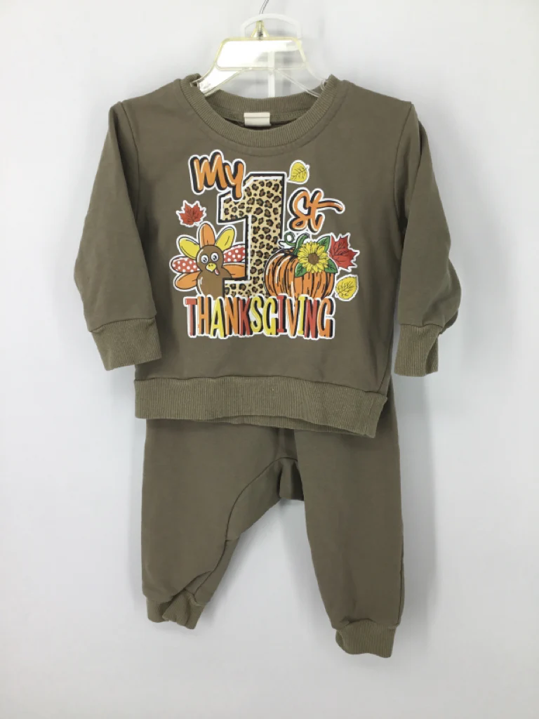 Gicrk Child Size 18 Months Green Thanksgiving Outfit