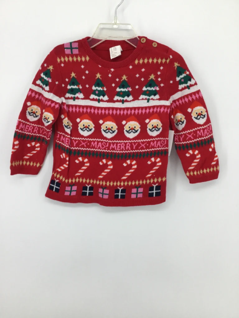 H & M Child Size 12 Months Red Christmas Sweater