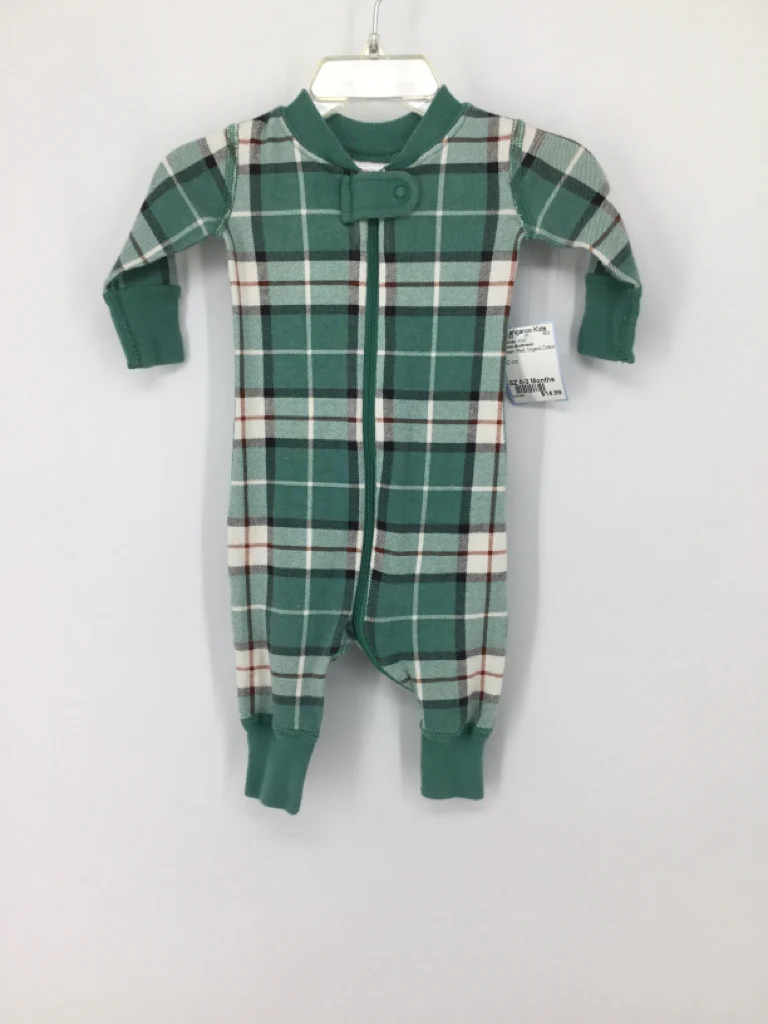 Hanna Andersson Child Size 0-3 Months Green Plaid Pajamas - boys
