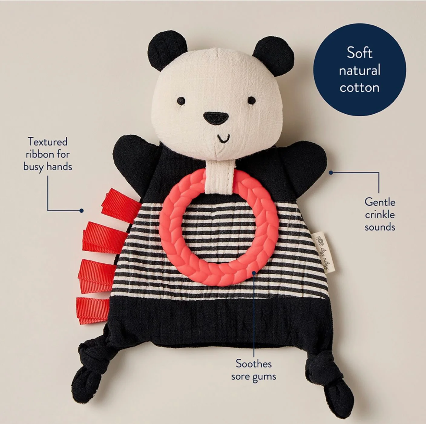 Itzy Ritzy - Bitzy Crinkle Sensory Toy with Teether (Panda) - Image 2
