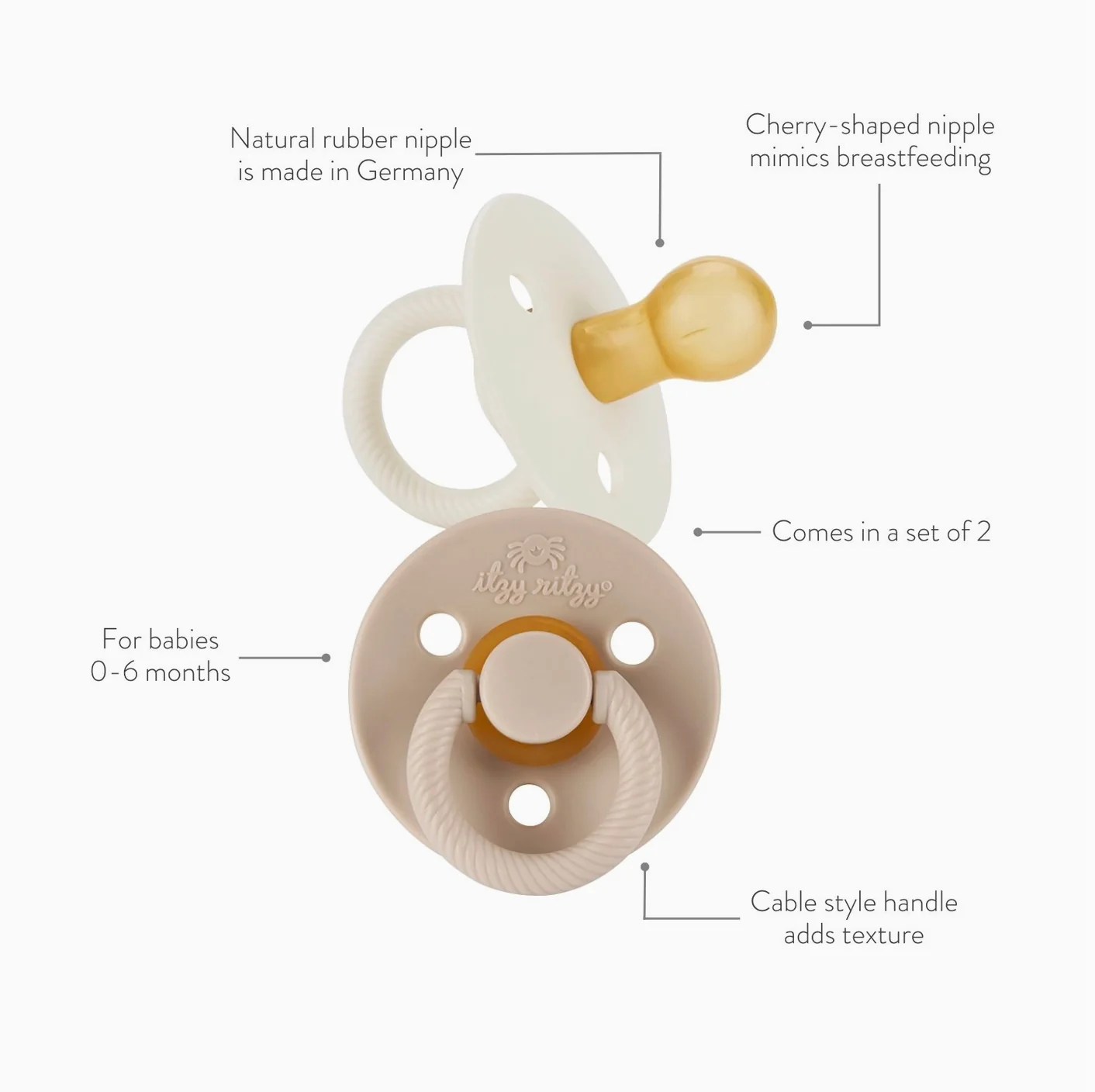 Itzy Ritzy - Itzy Soother Natural Rubber Paci Set (Bloosom & Rosewood) - Image 2