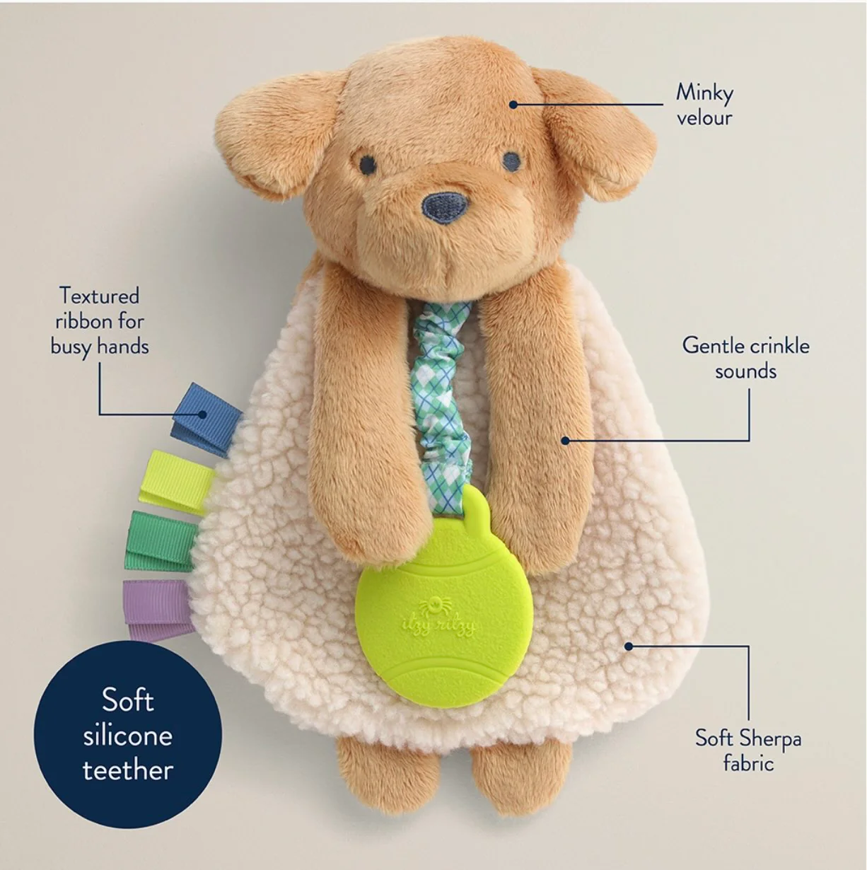 Itzy Ritzy - Itzy Lovey with Silicone Teether Toy ( Puppy) - Image 2