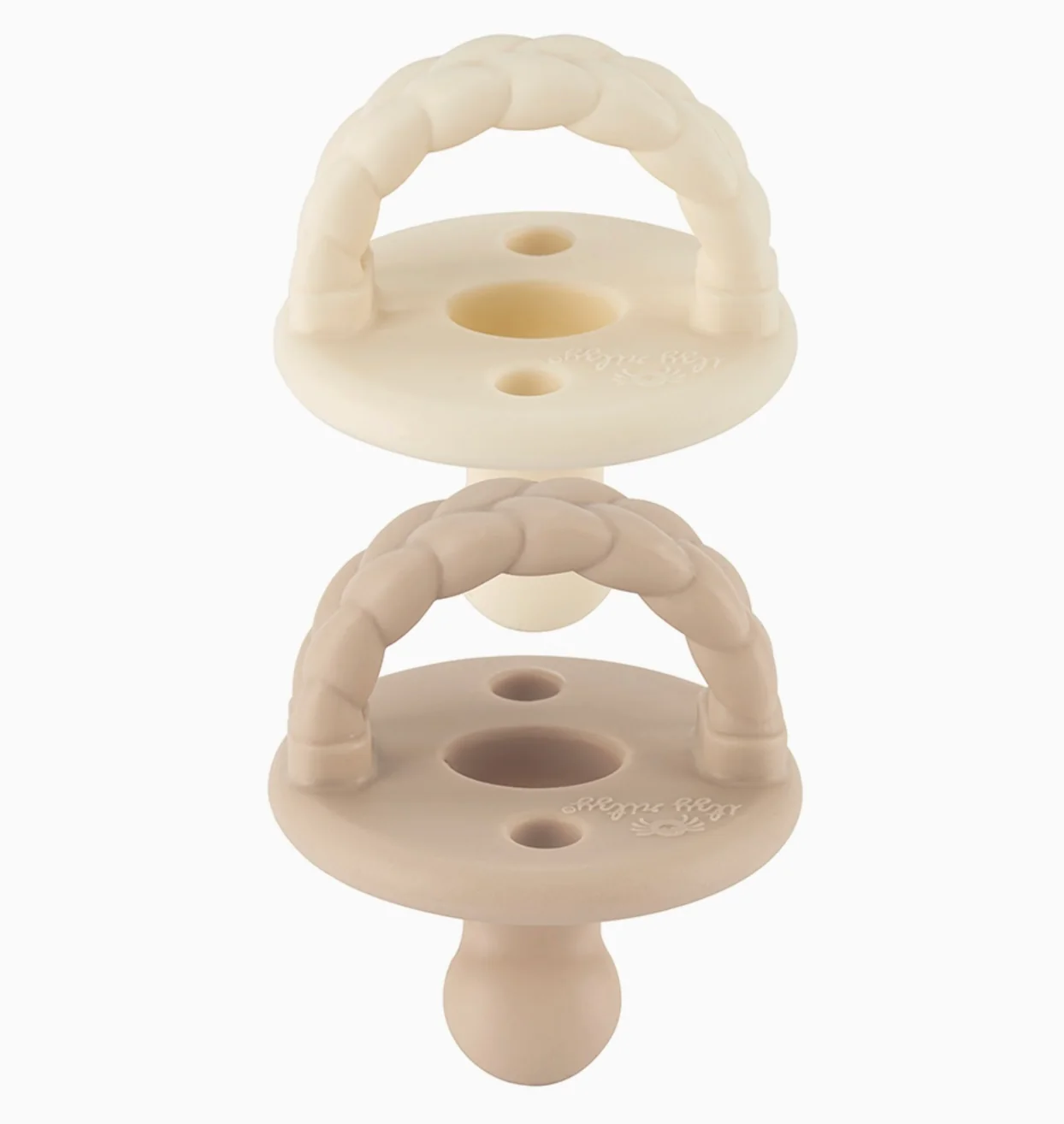 Itzy Ritzy - Sweetie Soother Ortho Pacifier 6-18m (Toast & Buttercream Braids) - Image 2