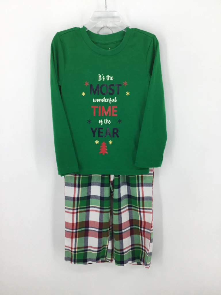 Jammies For Your Families Child Size 4 Green Christmas Pajamas