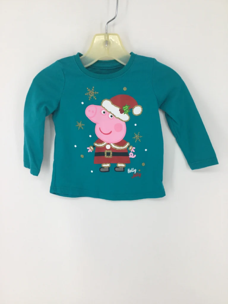 jumping beans Child Size 12 Months Teal Christmas T-Shirt