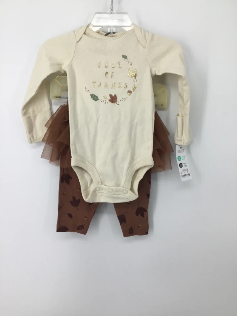 Just One You Made by Carters Child Size 3 Months Brown Thanksgiving Outfit