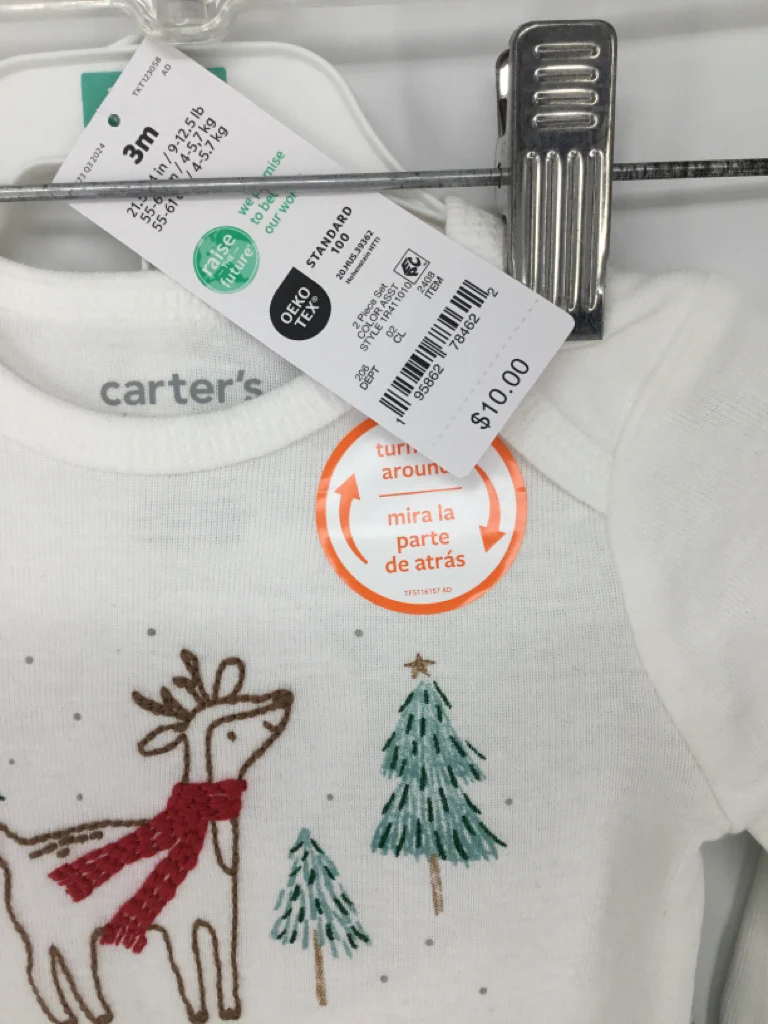 Just One You Made by Carters Child Size 3 Months White Christmas Onesies - Image 2