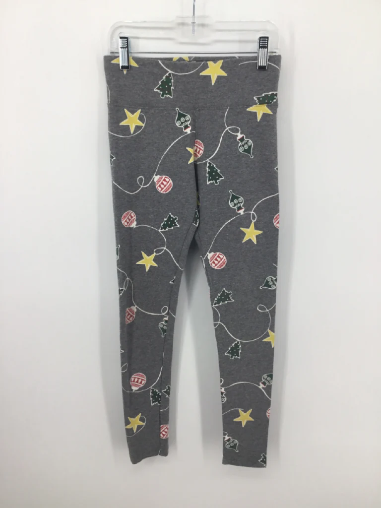 Justice Child Size 10 Gray Christmas Leggings