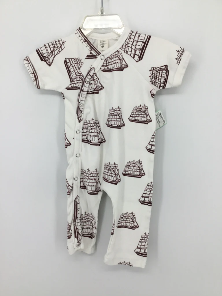 Kate Quinn Organics Child Size 0-3 Months White Print Outfit - boys
