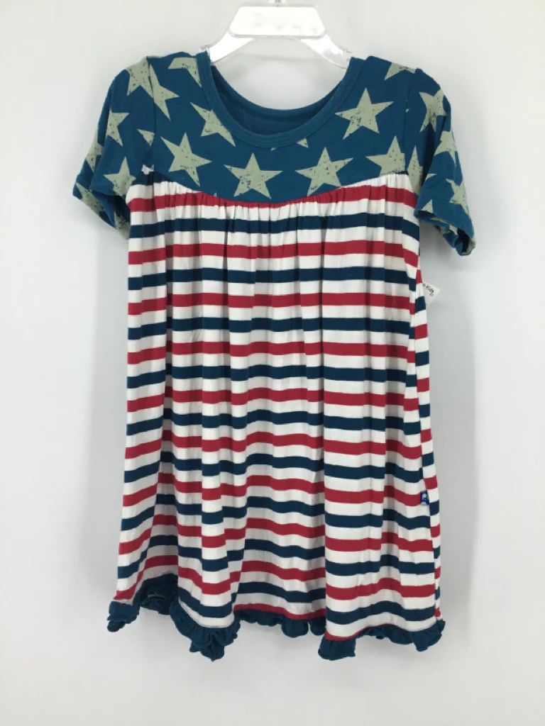 Kickee Pants Child Size 4 Teal Stars & Stripes Dress