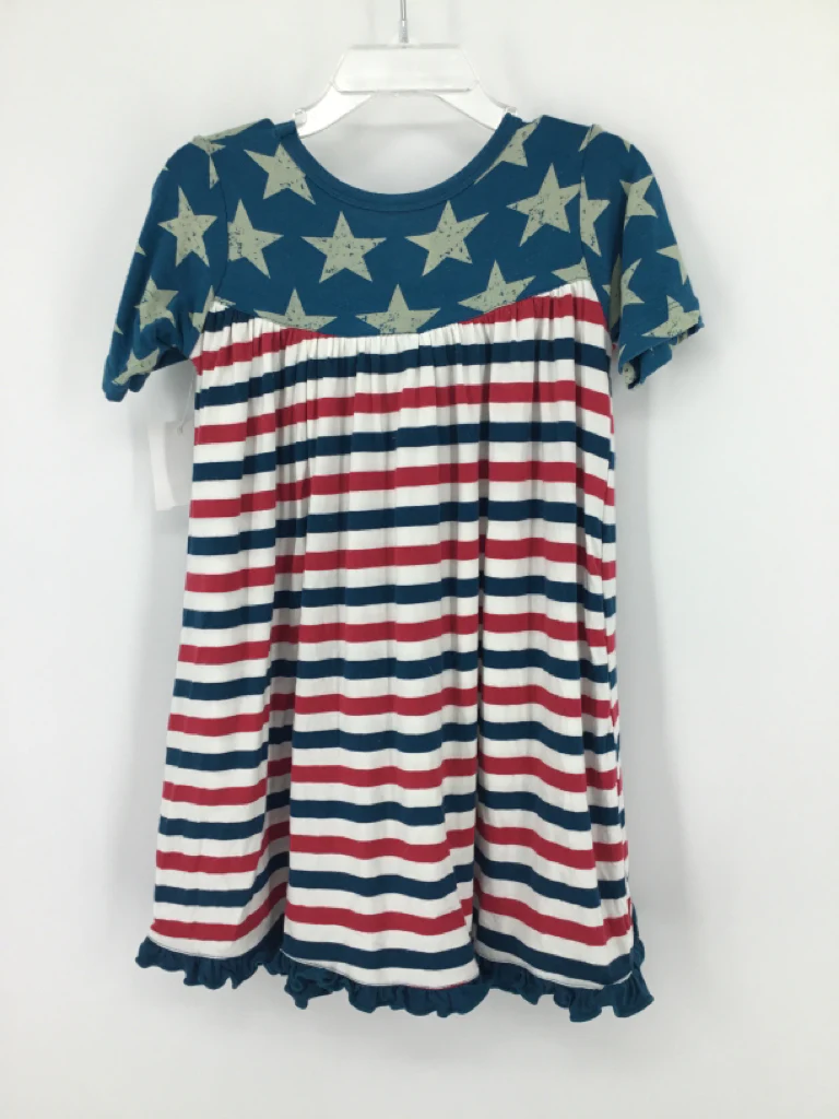 Kickee Pants Child Size 4 Teal Stars & Stripes Dress - Image 2