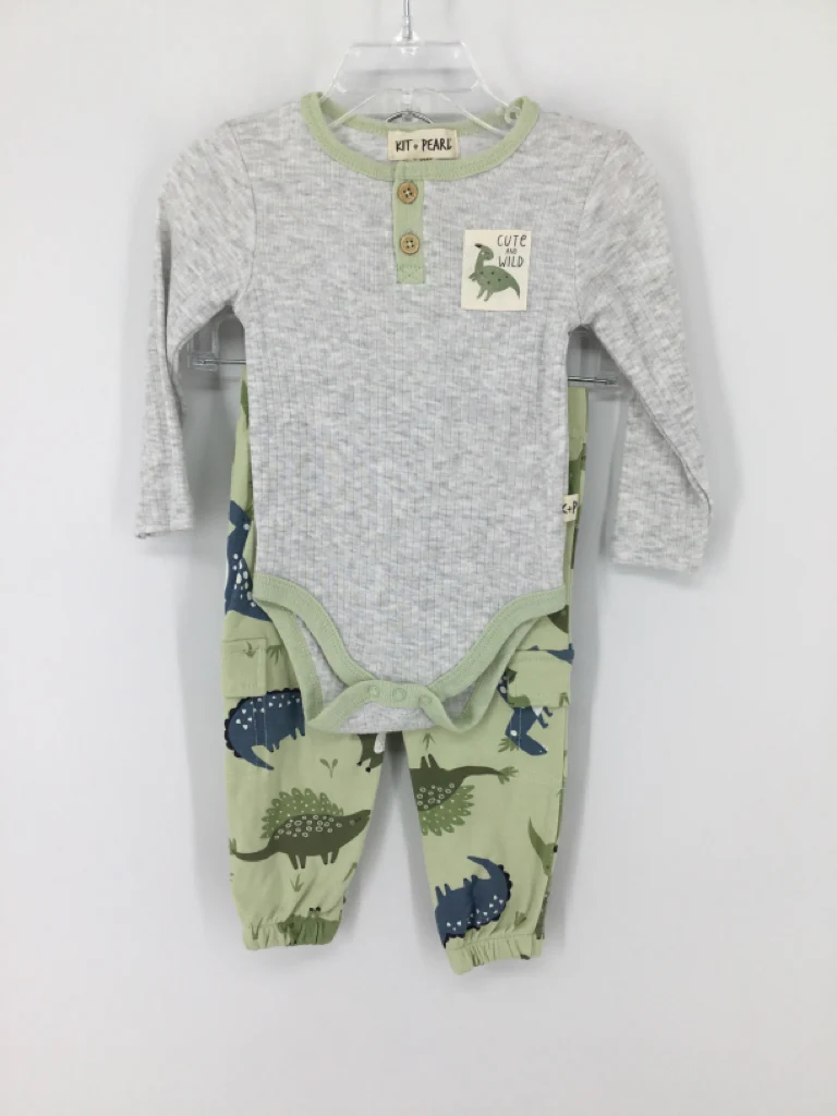 Kit & Pearl Child Size 12 Months Green Dinosaur Outfit - boys