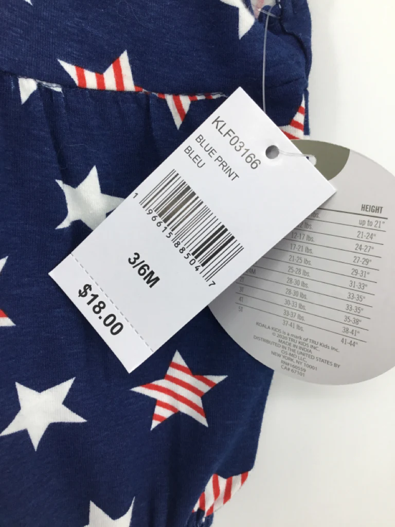 Koala Kids Child Size 3-6 Months Navy Stars & Stripes Outfit - Image 2