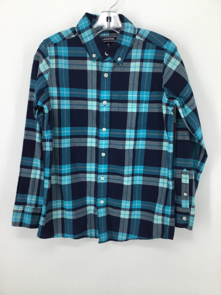 Lands' End Child Size 10 Blue Plaid Shirt - boys