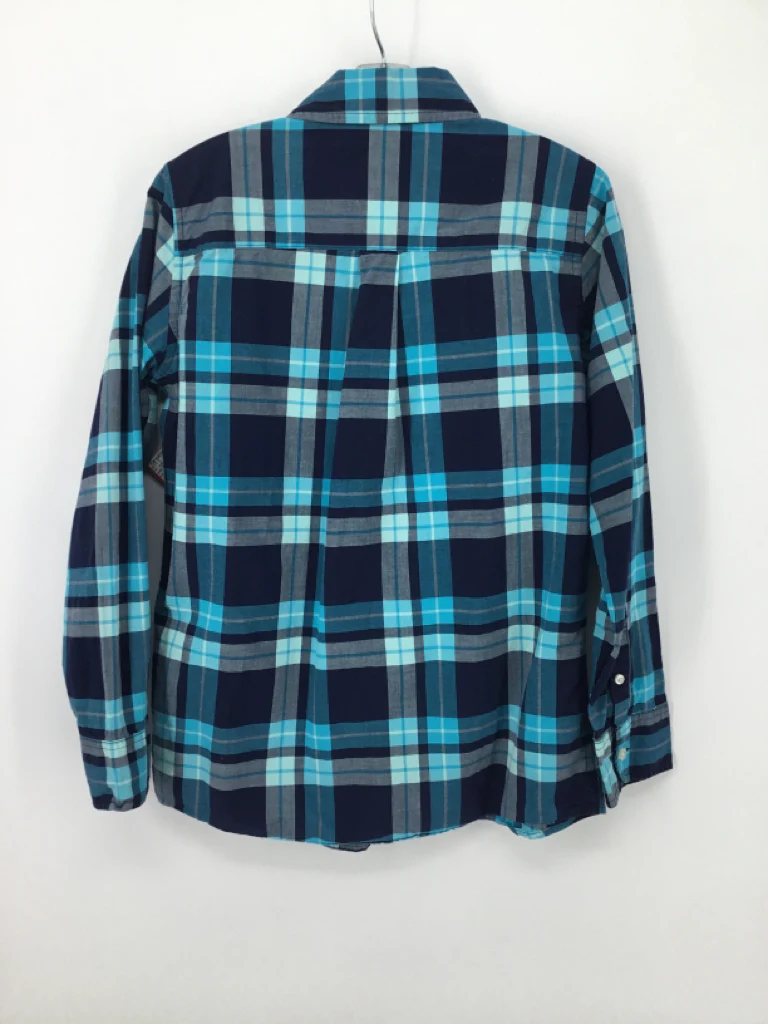 Lands' End Child Size 10 Blue Plaid Shirt - boys - Image 2