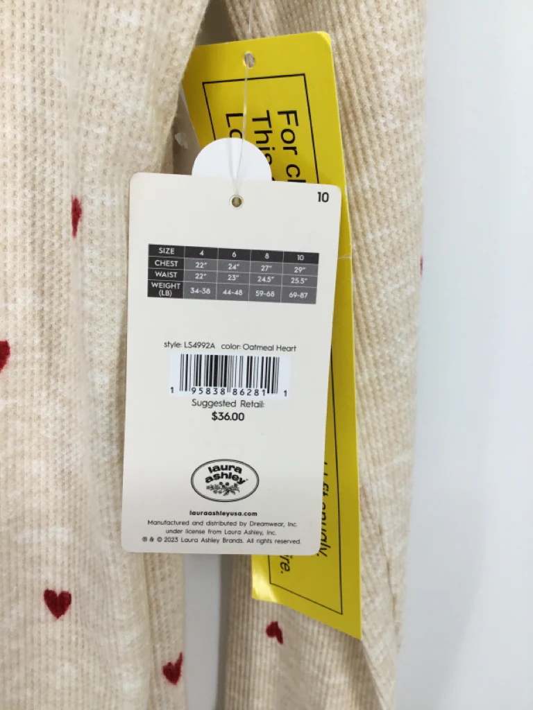 Laura Ashley Child Size 10 Tan Valentine's Day Pajamas - Image 2