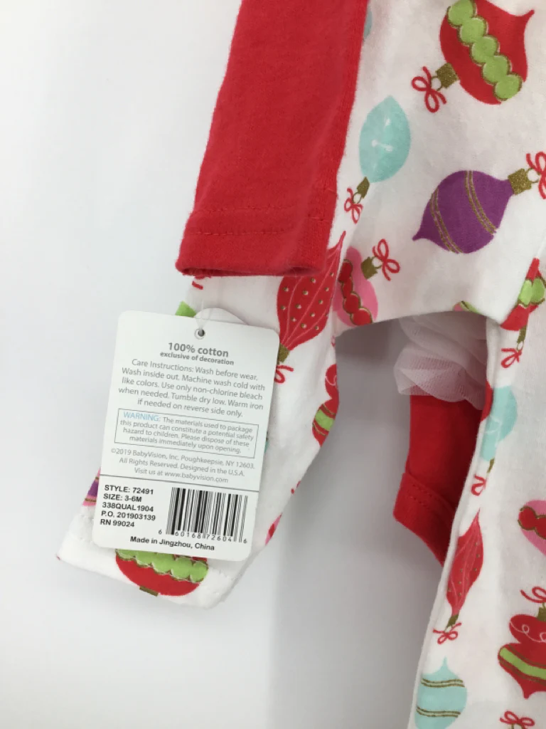 Little Treasure Child Size 3-6 Months Red Christmas Onesie Set - Image 2