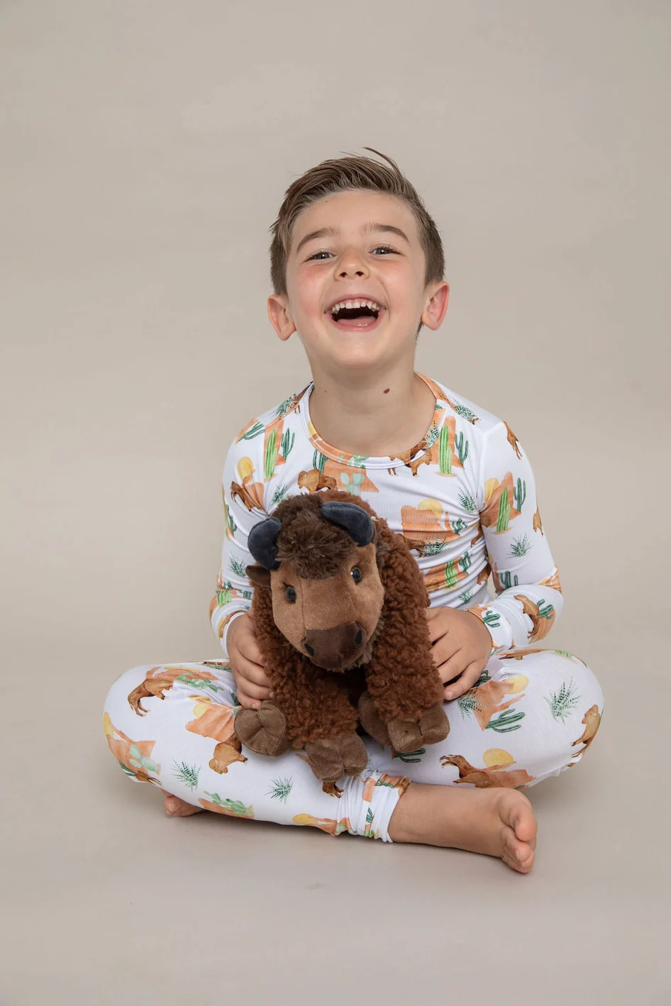 Bird & Bean Bamboo Long Sleeved PJ Set - Bison Buddy - Image 2