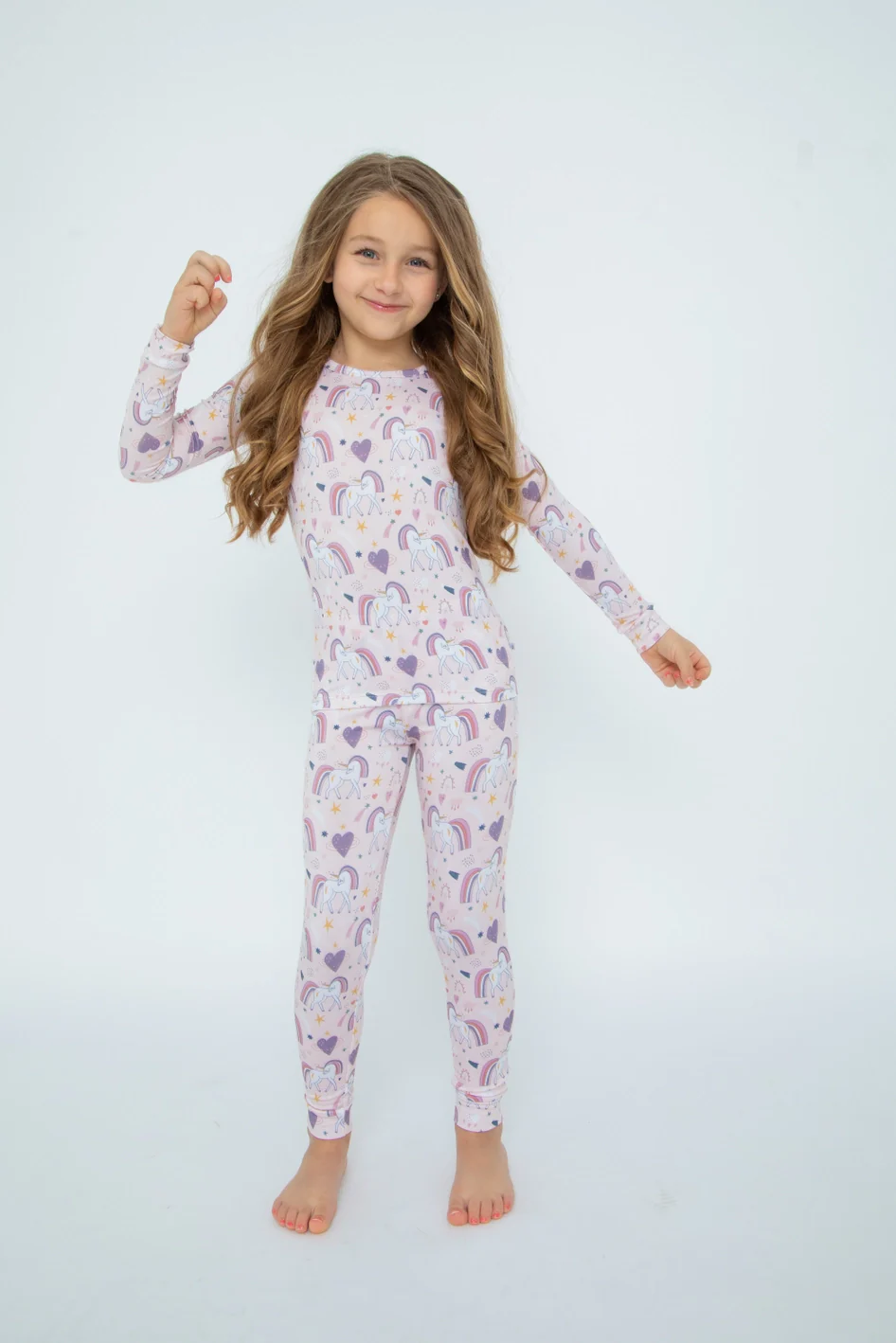 Bird & Bean Bamboo Long Sleeved PJ Set - Rainbow Unicorn - Image 2