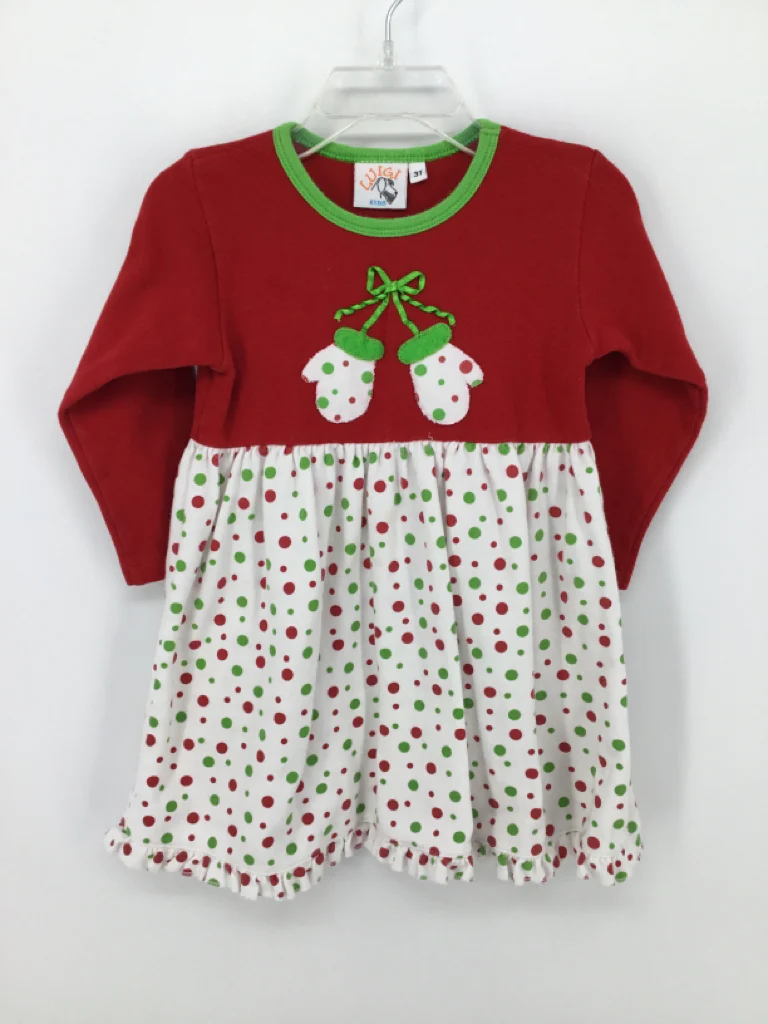 Luigi kids Child Size 3 Red Christmas Dress