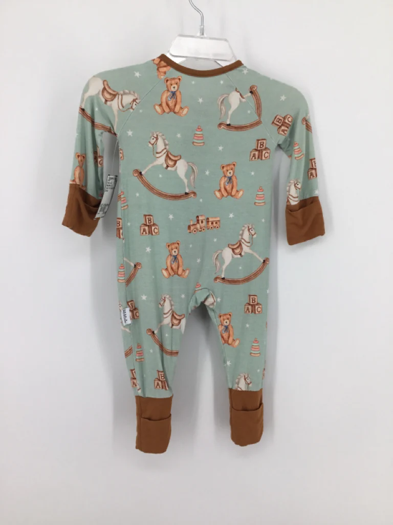 Mighty Mave Apparrel Child Size 0-3 Months Green Print Pajamas - boys - Image 2
