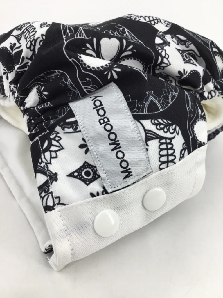 MooMoo Baby Child Size One Size Black Print All in One Cloth Diaper - Image 2