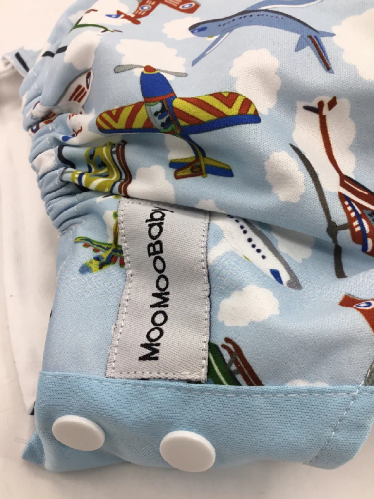 MooMoo Baby Child Size One Size Blue Print All in One Cloth Diaper - Image 2