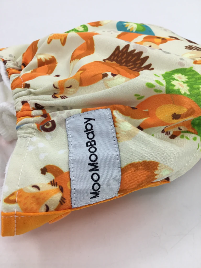 MooMoo Baby Child Size One Size Orange Print All in One Cloth Diaper - Image 2