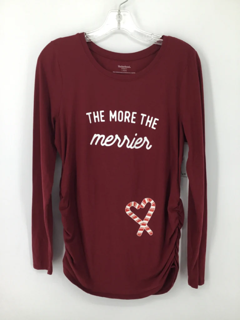 Motherhood Maternity Child Size L Burgundy Christmas Maternity Shirt