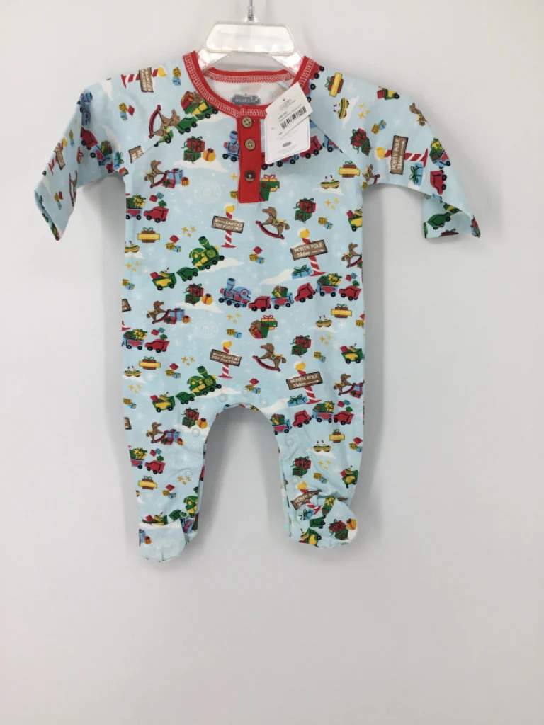 Mudpie Child Size 0-3 Months Blue Christmas Outfit