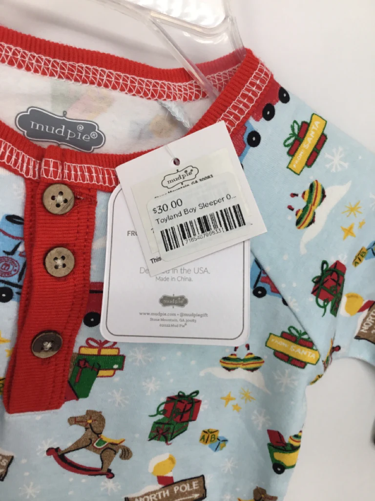 Mudpie Child Size 0-3 Months Blue Christmas Outfit - Image 2