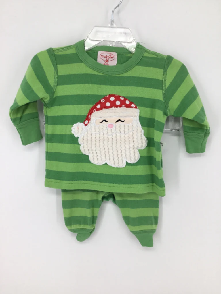 Mudpie Child Size 0-6 Months Green Christmas Pajamas
