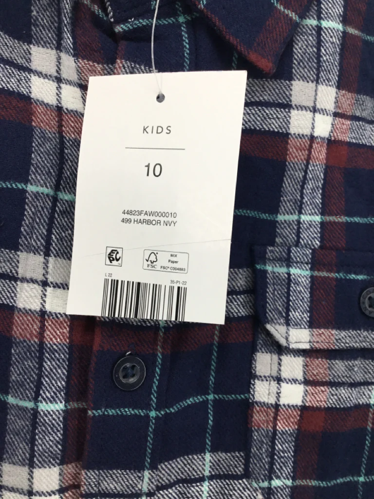 Ocean & Coast Child Size 10 Navy Plaid Shirt - boys - Image 2