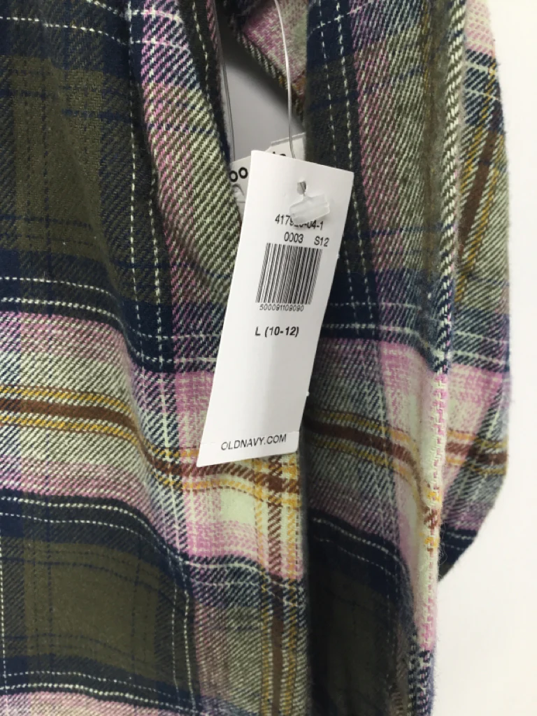 Old Navy Child Size 10 Green Plaid Shirt - boys - Image 2