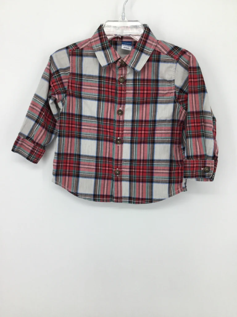Old Navy Child Size 12-18 Months Red Plaid Shirt - boys