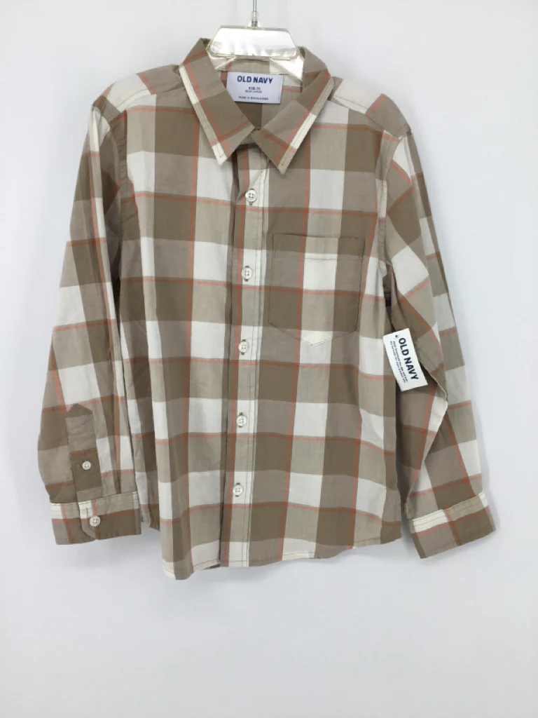 Old Navy Child Size 6 Tan Plaid Shirt - boys