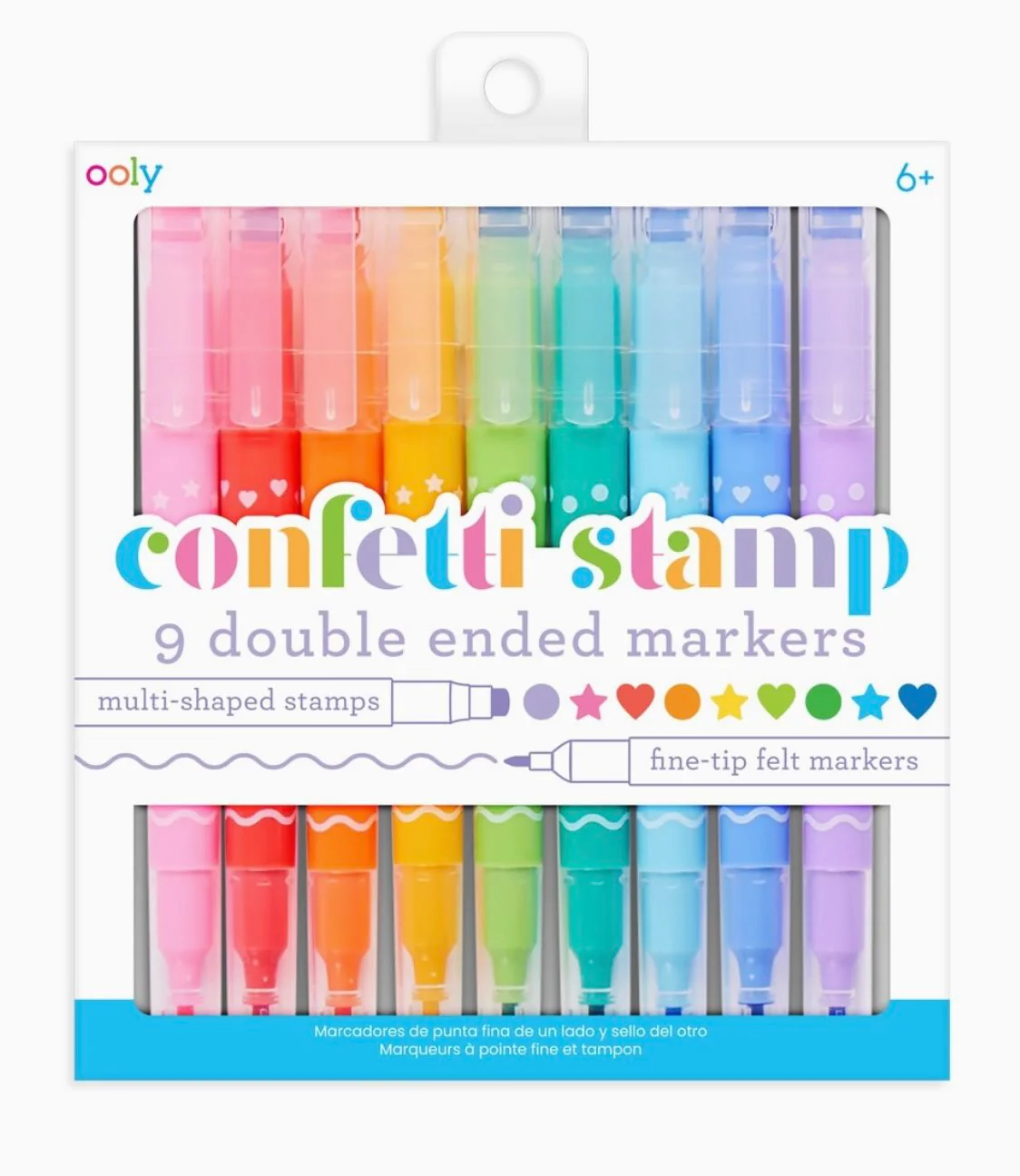 Ooly Confetti Stamp Double-Ended Markers Set of 9