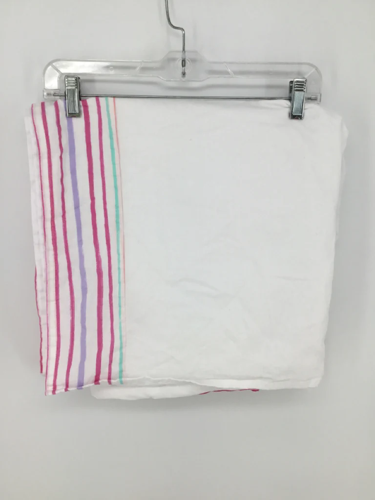 Pottery Barn Kids White/Pink Strip Crib Skirt - Image 2