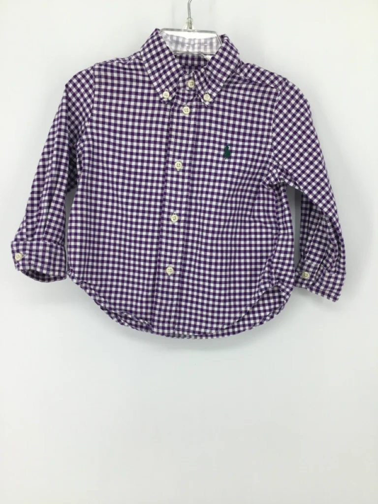 Ralph Lauren Child Size 18 Months Purple Gingham Shirt - boys