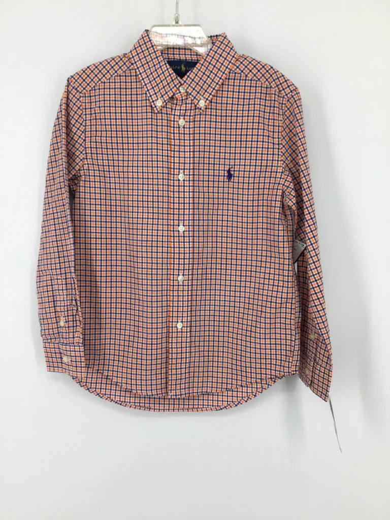 Ralph Lauren Child Size 6 Orange Plaid Shirt - boys