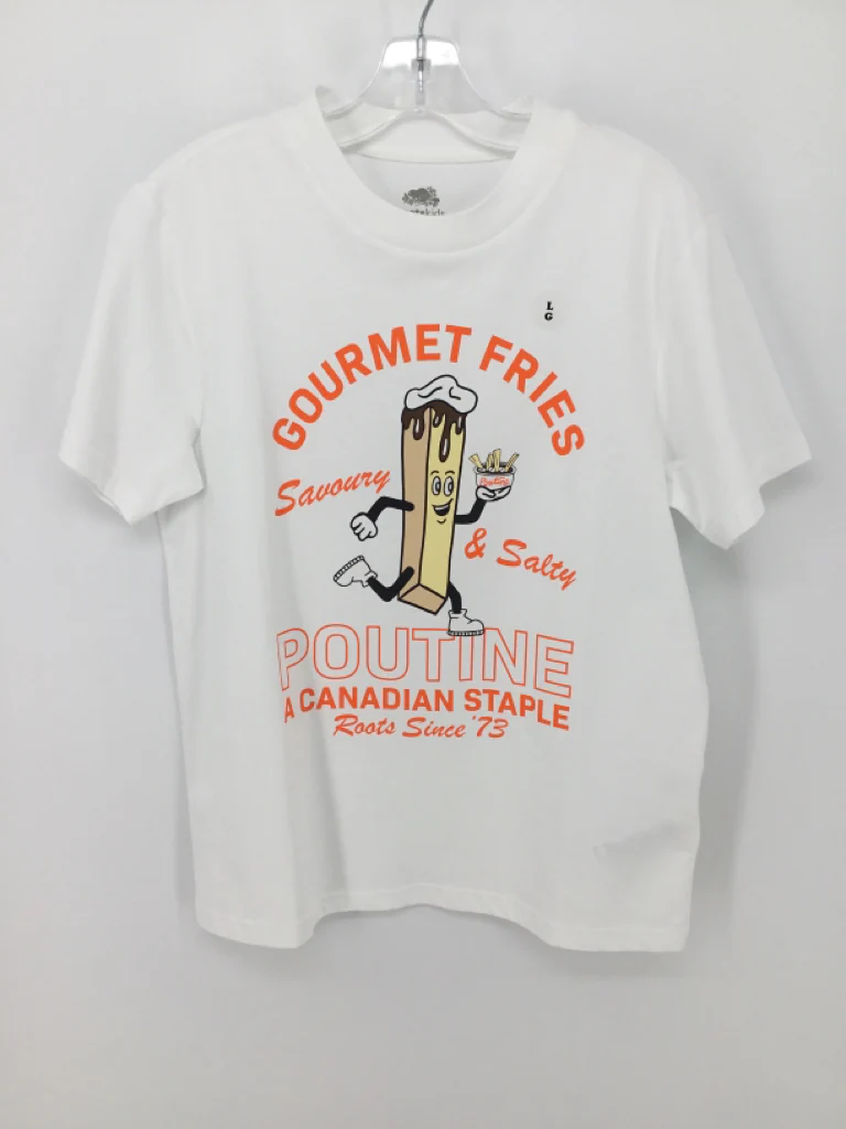 Roots Child Size 9 White screen printed T-shirt - boys