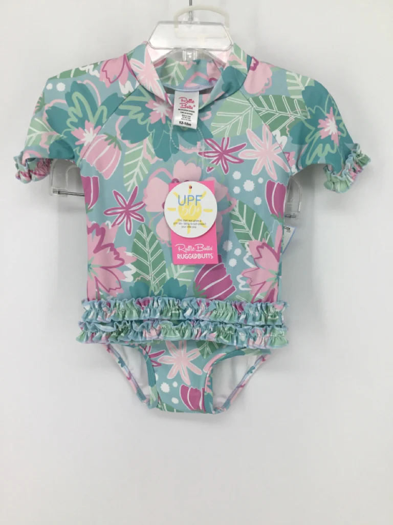 Ruffle Butts Child Size 12-18 Months Blue Swimwear - girls