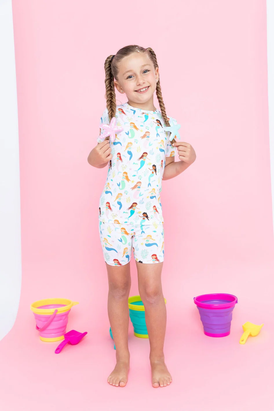 Bird & Bean Bamboo Short PJ Set - Magic Mermaids - Image 2