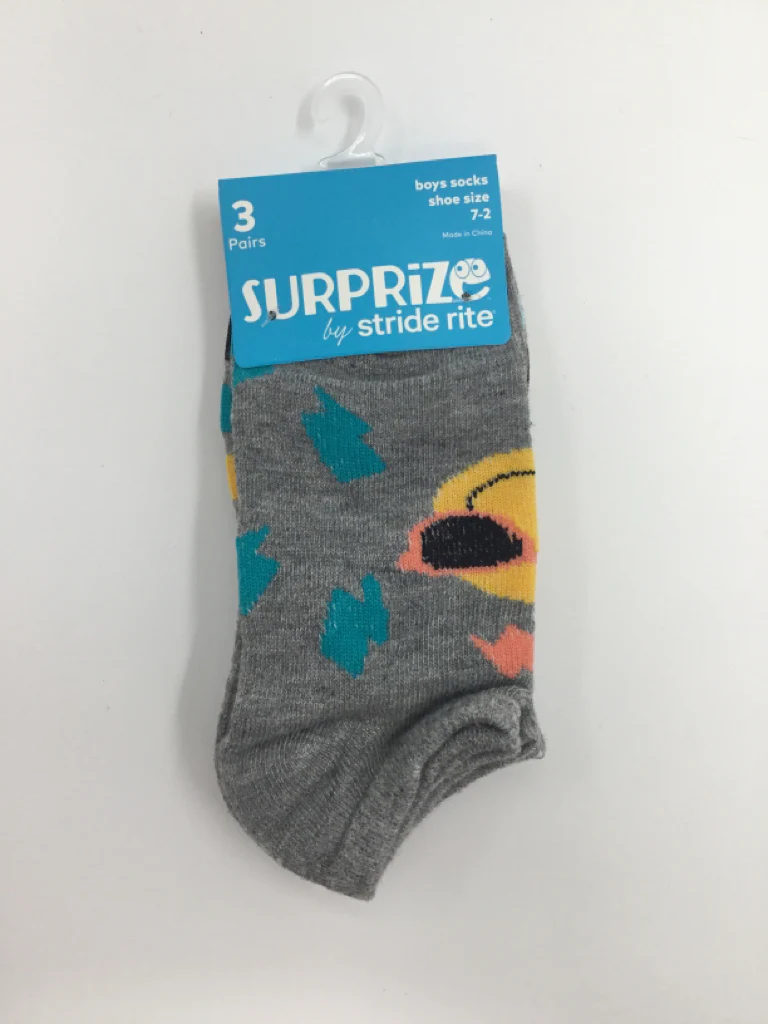 Surprize by Stride Rite Child Size 7 Toddler Gray Print Socks - boys