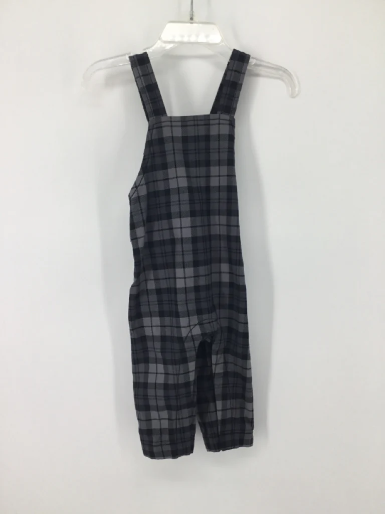 Tea Child Size 6-9 Months Black Plaid Overalls - boys