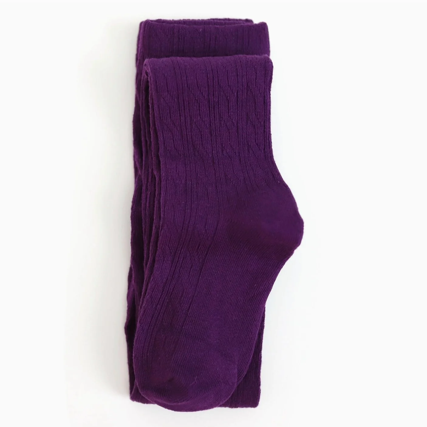 The Little Stocking Co - Cable Knit Tights (Dark Purple)