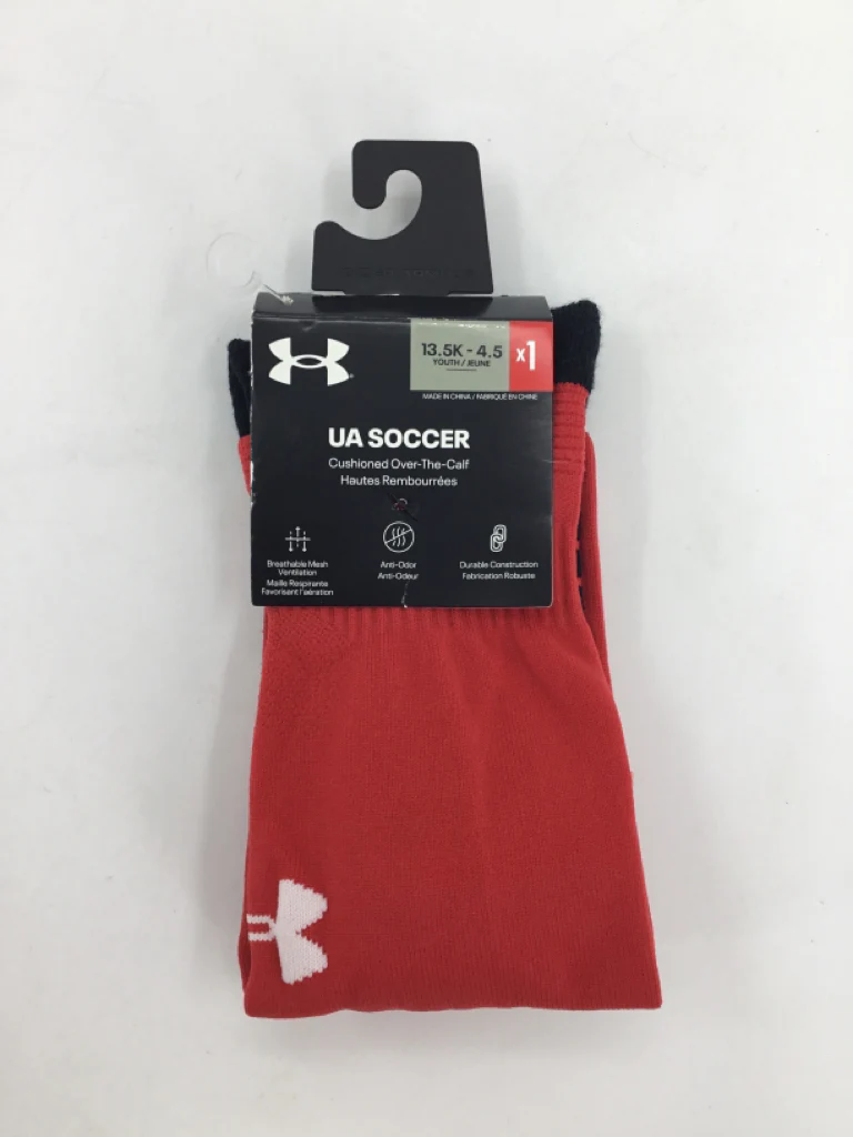 Under Armour Child Size Youth Red Solid Socks - boys