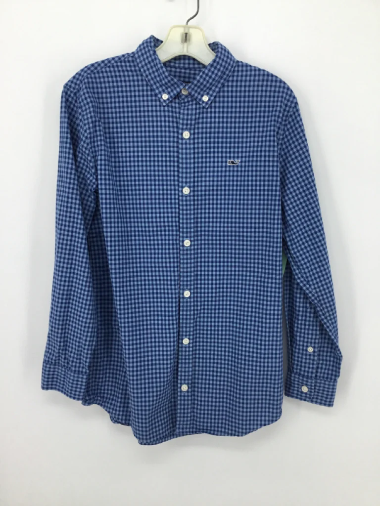 vineyard vines Child Size 12 Blue Gingham Shirt - boys