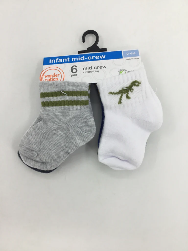 Wonder Nation Child Size 0-6 Months Multi-Color Dinosaur Socks - boys
